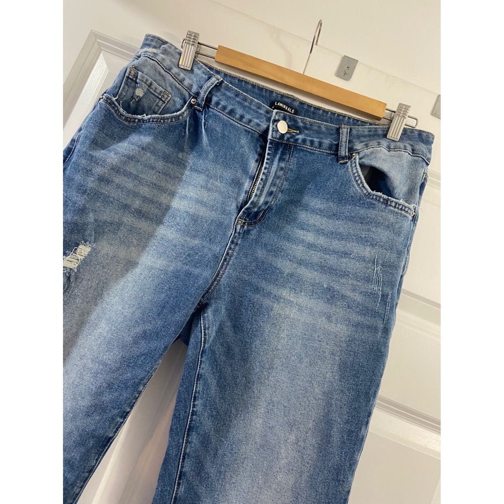 Flamingals Distressed Straight Leg Jeans Medium Wash Blue Denim 2XL 264922 DS